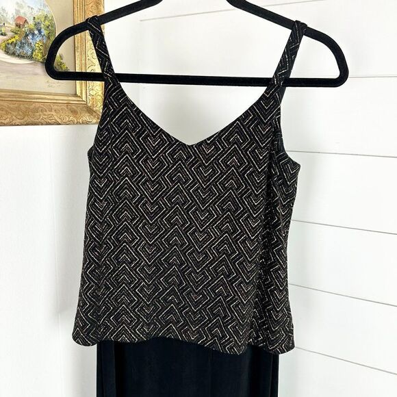 Alex Evenings 2 Piece Maxi Dress and Jacket Size 4P Black Gold Formal Glitter - Picture 5 of 8